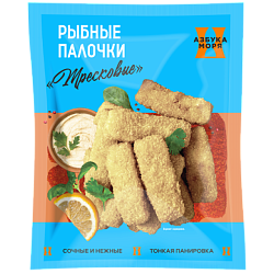 "АЗБУКА МОРЯ" палочки рыбные из тресковых видов рыб в панировке замороженные